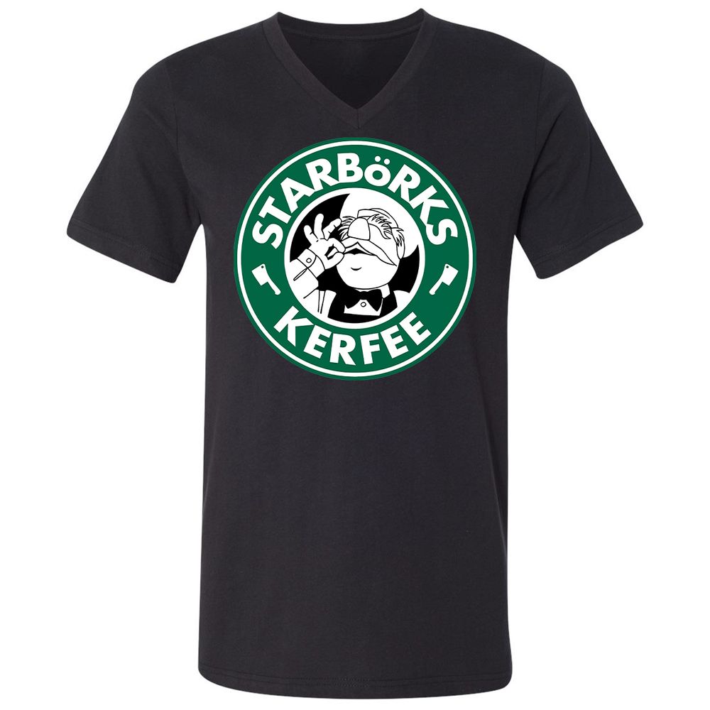 Unisex V-Neck T-Shirt - QQ3H45JH - Black - 16