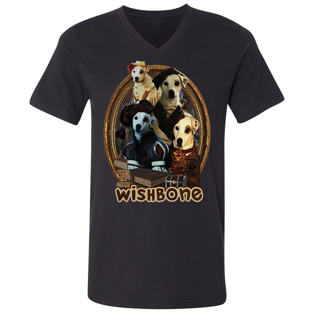 Unisex V-Neck T-Shirt - T66K7YGX - Black - 16