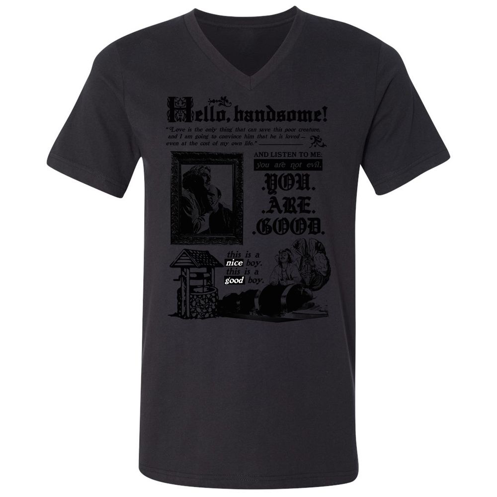Unisex V-Neck T-Shirt - 641JGN74 - Black - 16