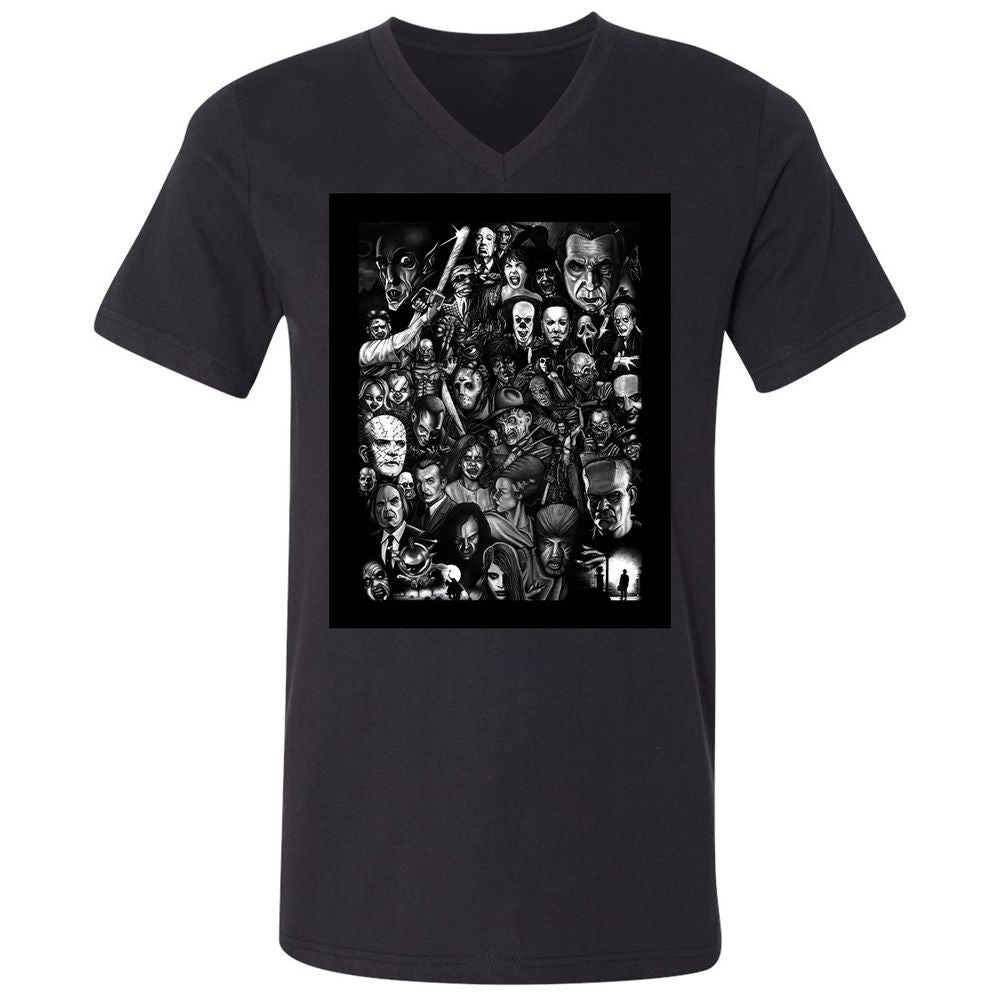 Unisex V-Neck T-Shirt - 6T2HHNBZ - Black - 16