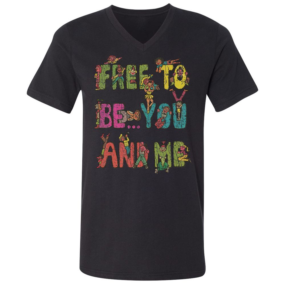 Unisex V-Neck T-Shirt - 55VT6SER - Black - 16