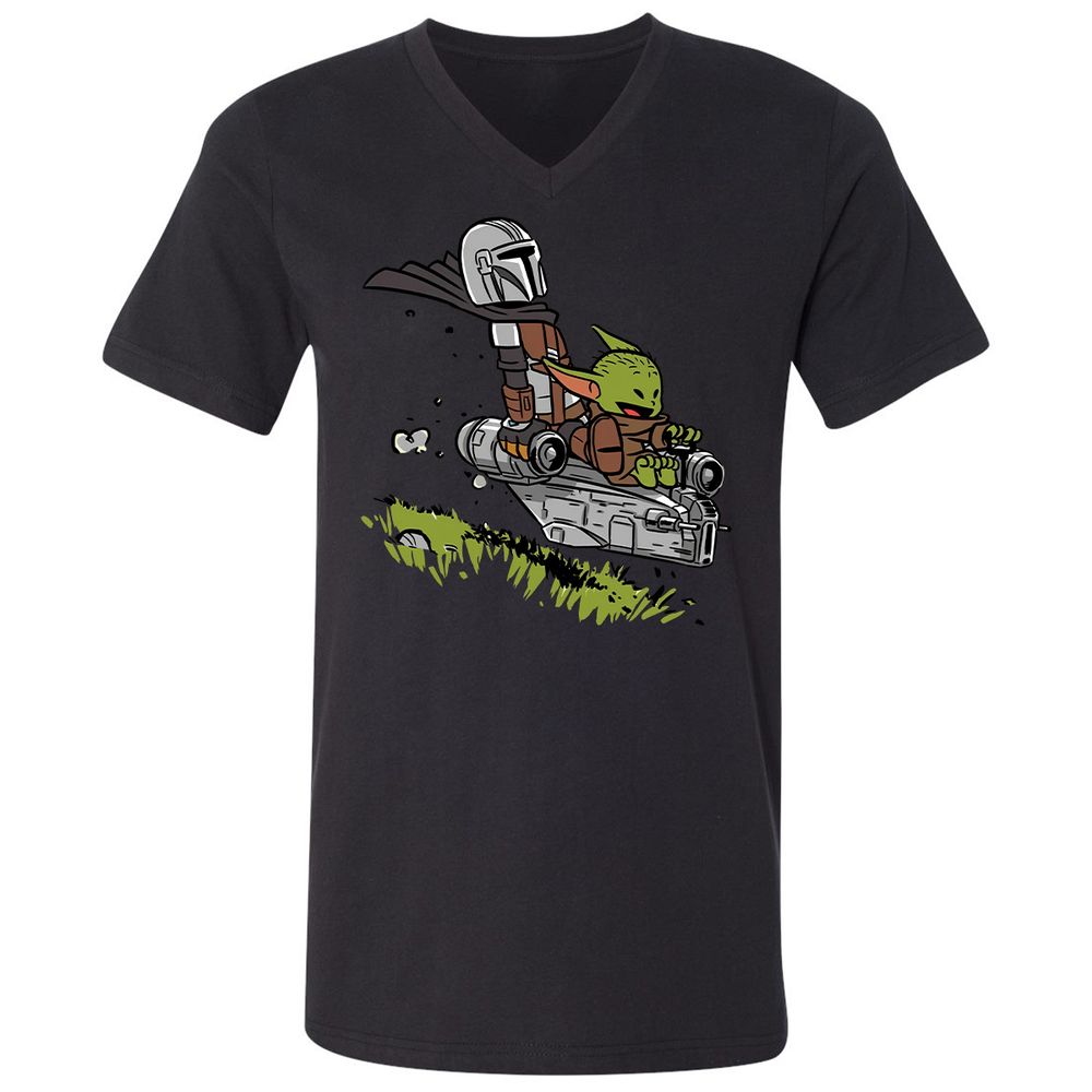 Unisex V-Neck T-Shirt - FA8AQ1J4 - Black - 16