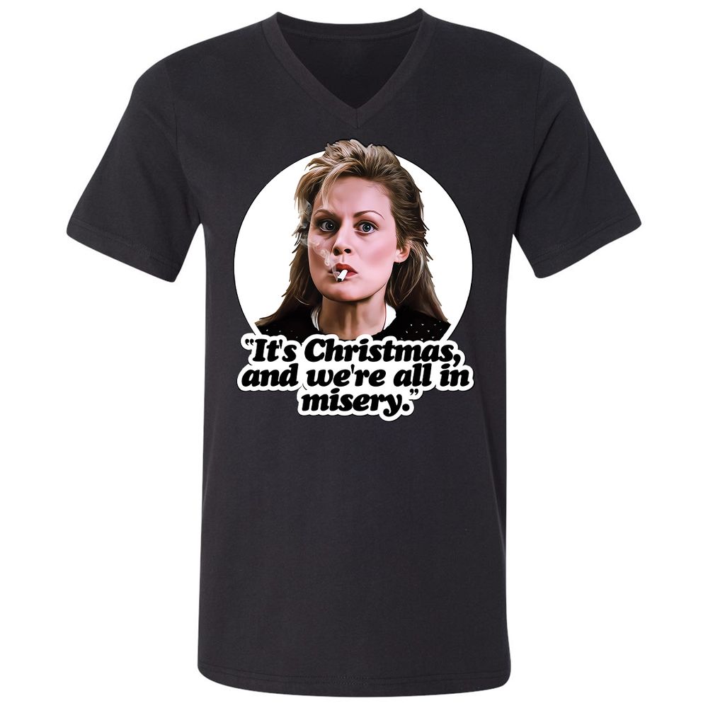 Unisex V-Neck T-Shirt - VQAU5RWZ - Black - 16