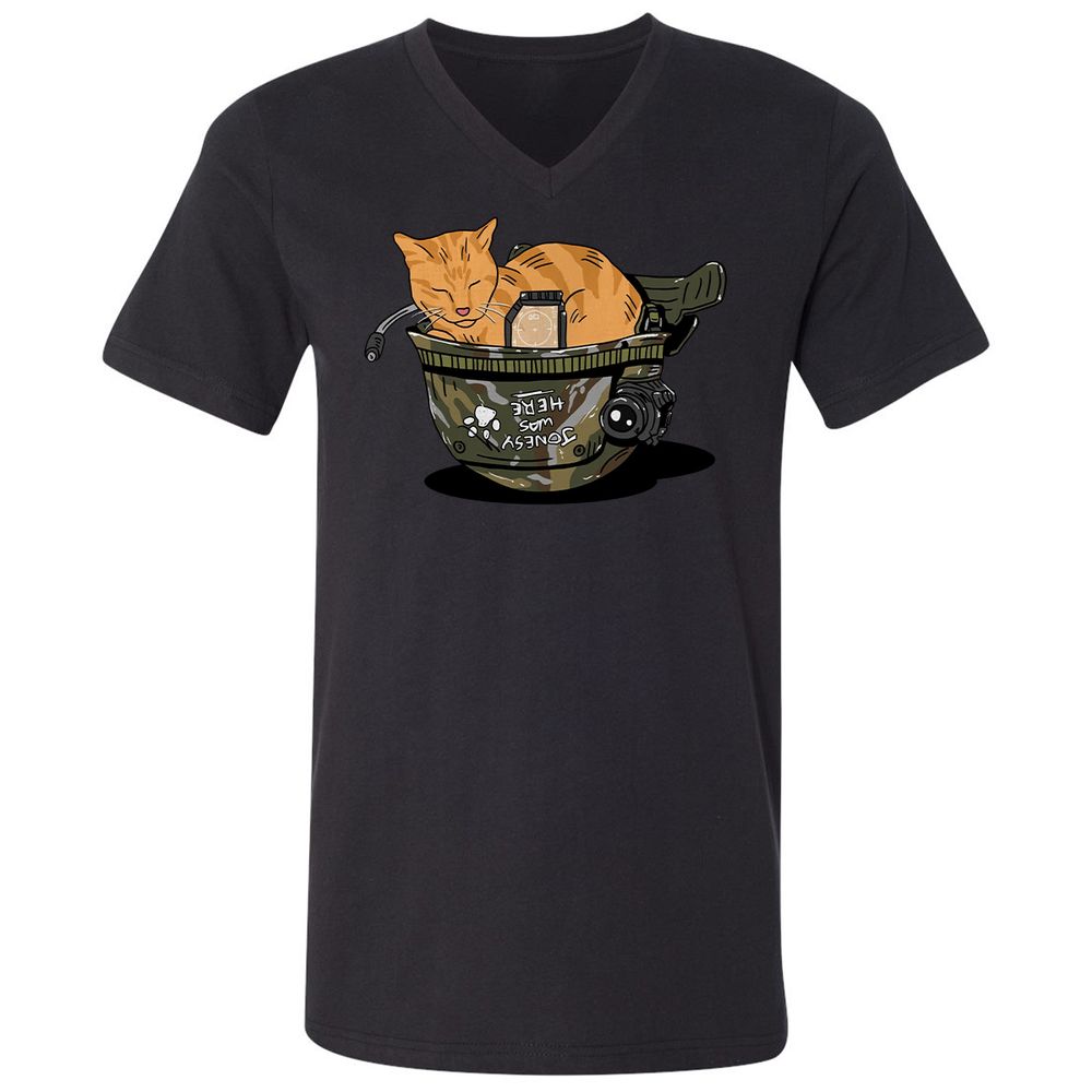 Unisex V-Neck T-Shirt - QDVGJKA6 - Black - 16