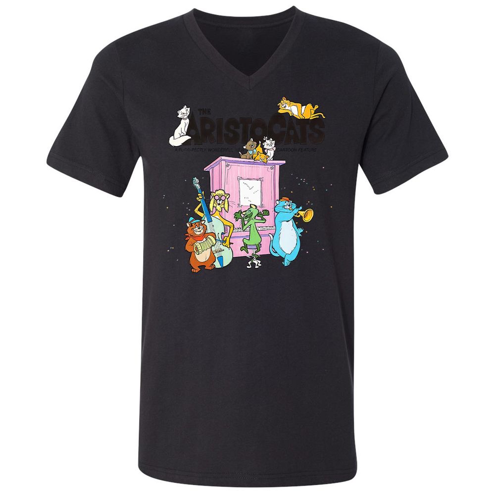 Unisex V-Neck T-Shirt - B2VH5G7D - Black - 16