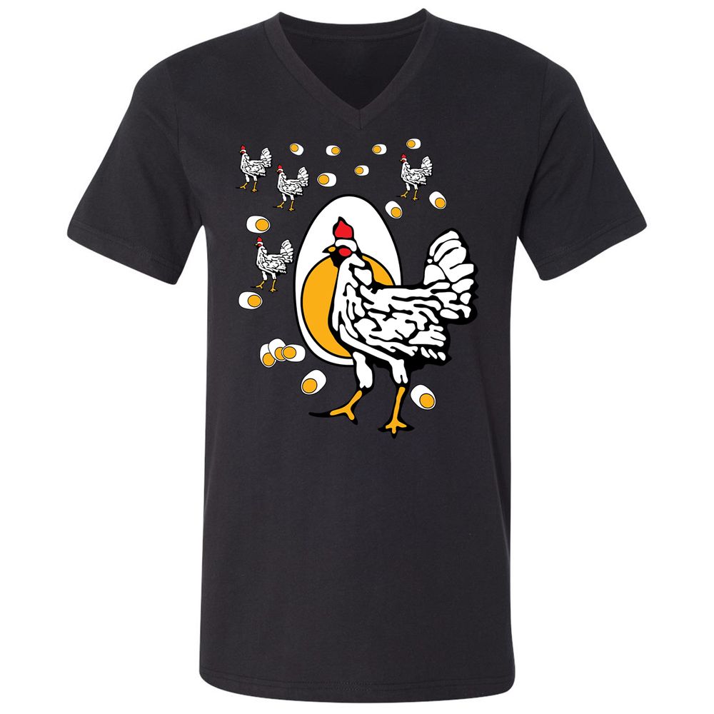 Unisex V-Neck T-Shirt - HEM4Y7J5 - Black - 16