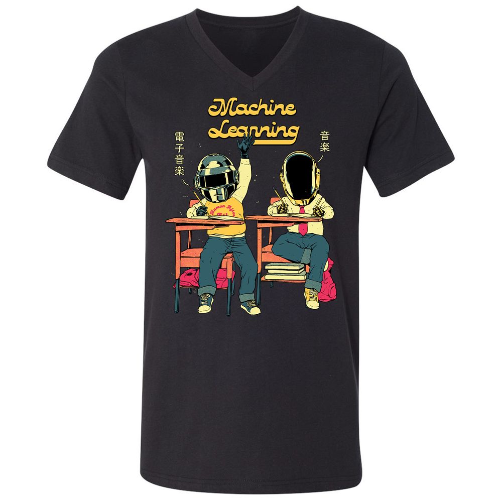Unisex V-Neck T-Shirt - U2AQLAVW - Black - 16