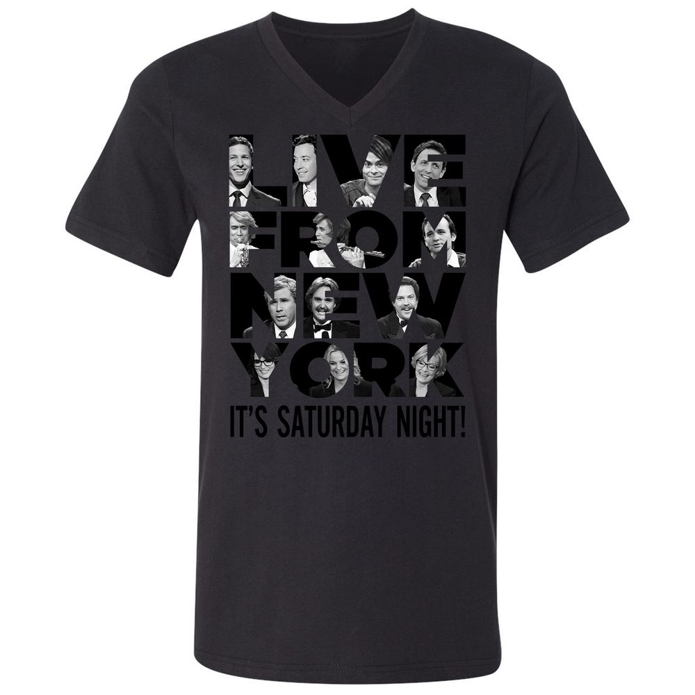 Unisex V-Neck T-Shirt - JQFS7Z9D - Black - 16