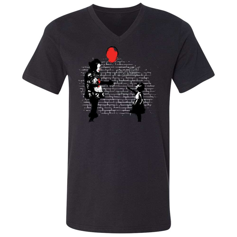 Unisex V-Neck T-Shirt - C7X85UJN - Black - 16