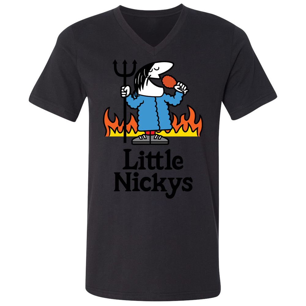 Unisex V-Neck T-Shirt - ZU5W9WGD - Black - 16