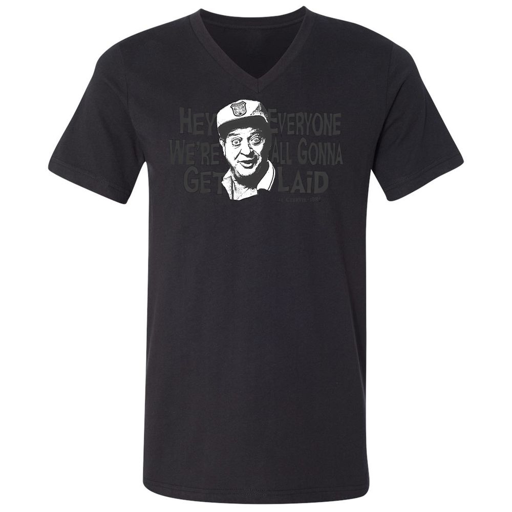 Unisex V-Neck T-Shirt - QH64ZL82 - Black - 16