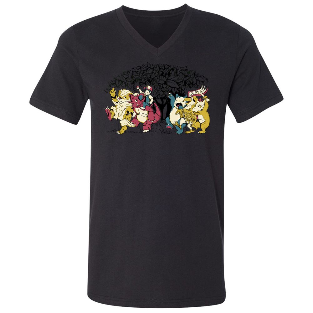 Unisex V-Neck T-Shirt - NZB1VPYZ - Black - 16