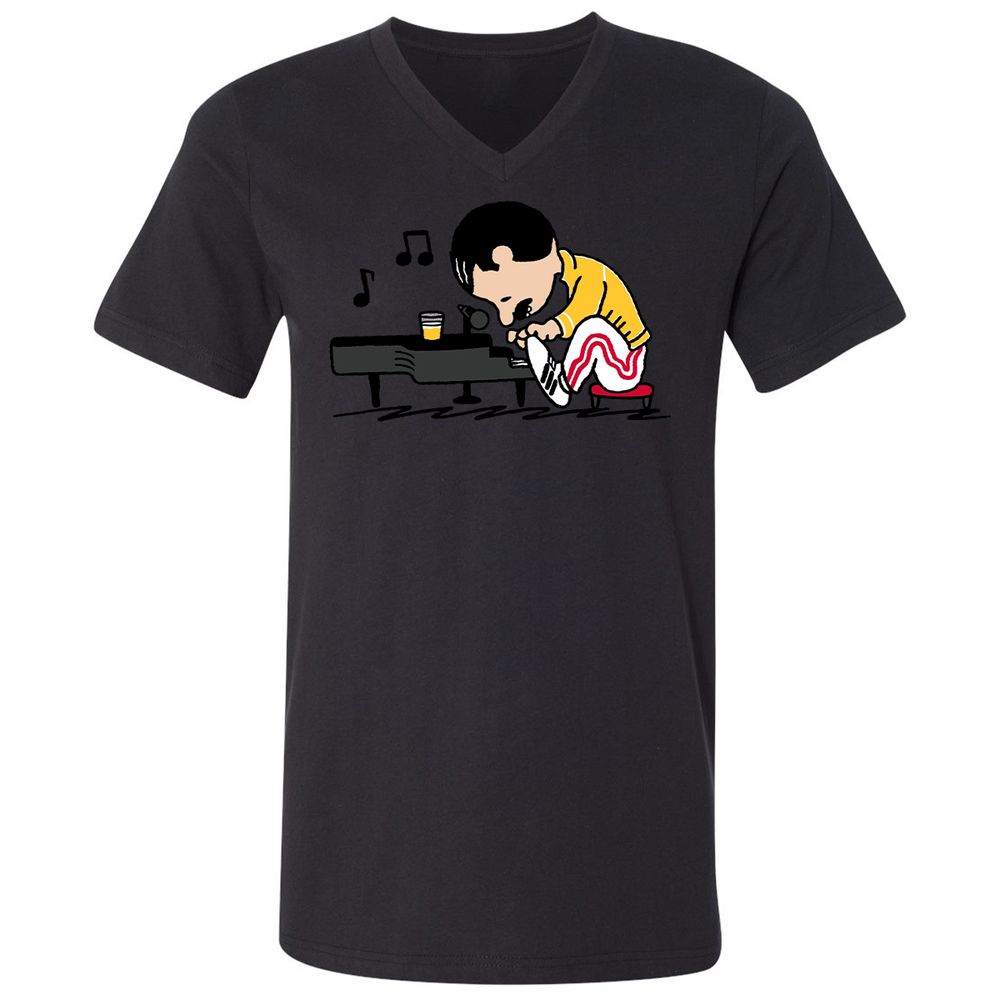 Unisex V-Neck T-Shirt - WY1QQUGC - Black - 16