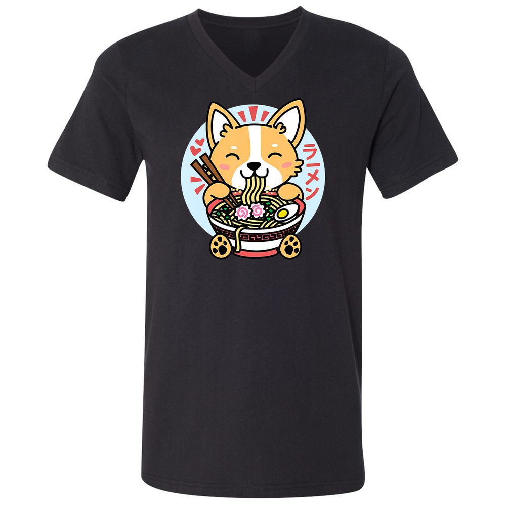 Unisex V-Neck T-Shirt - 6H2FKG3E - Black - 16