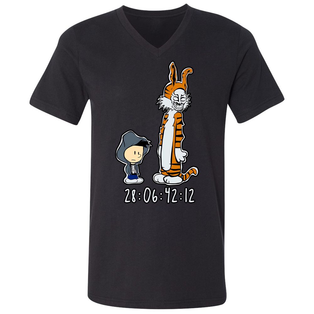 Unisex V-Neck T-Shirt - 7WR3PL36 - Black - 16