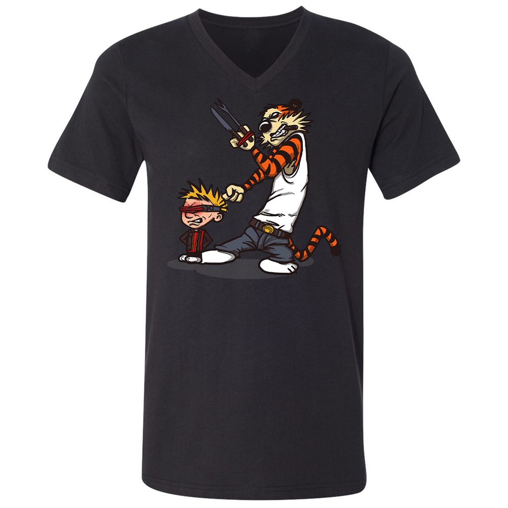 Unisex V-Neck T-Shirt - RN1JW1YU - Black - 16