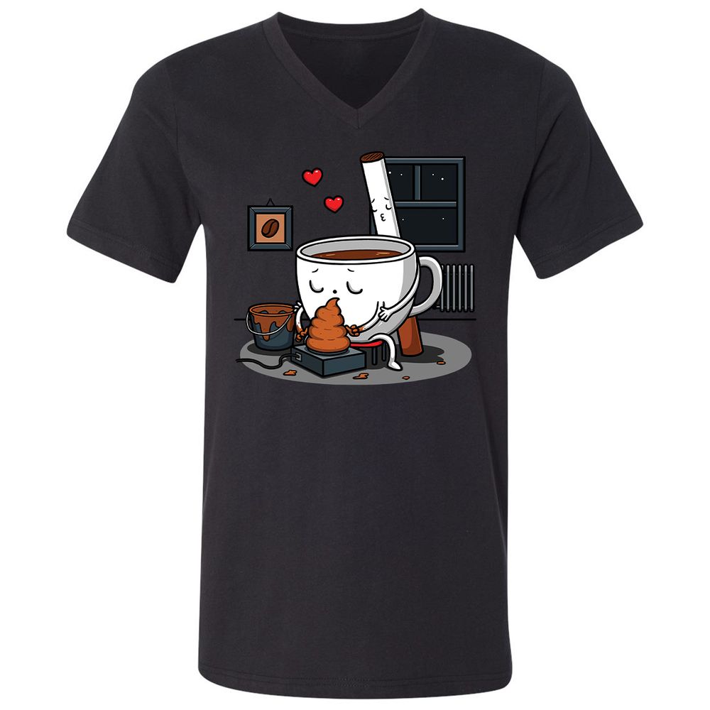 Unisex V-Neck T-Shirt - UFUZXEHZ - Black - 16