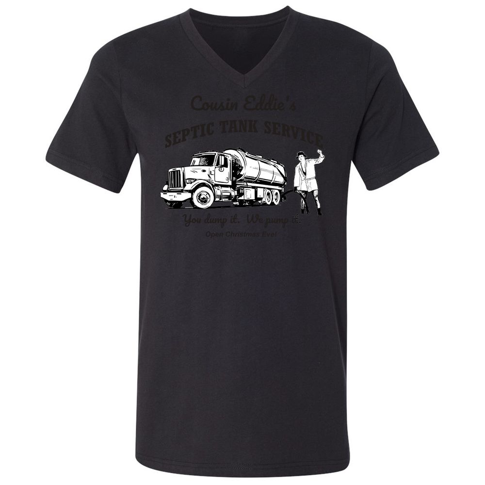Unisex V-Neck T-Shirt - YZGLQSX7 - Black - 16