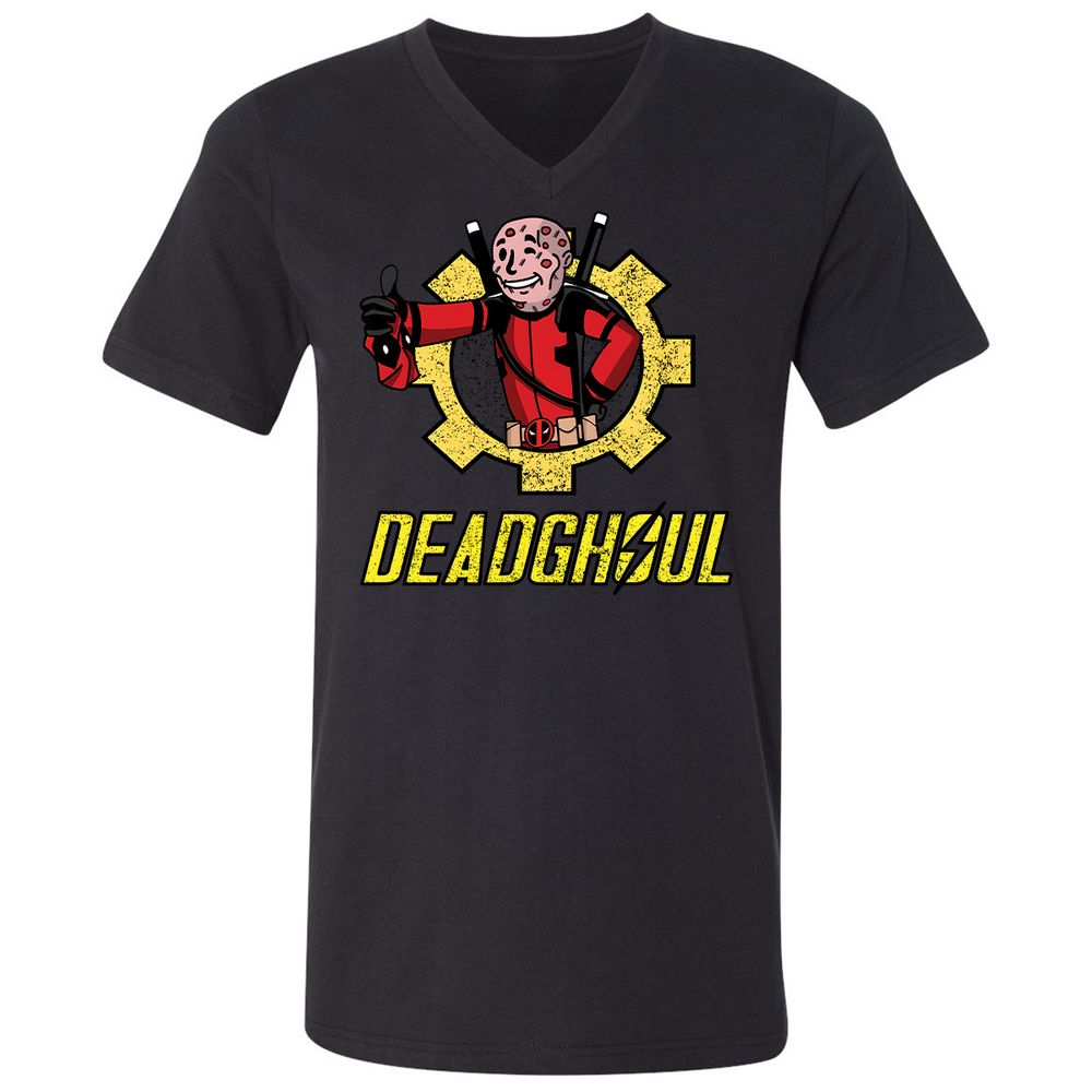 Unisex V-Neck T-Shirt - QWP3K85C - Black - 16