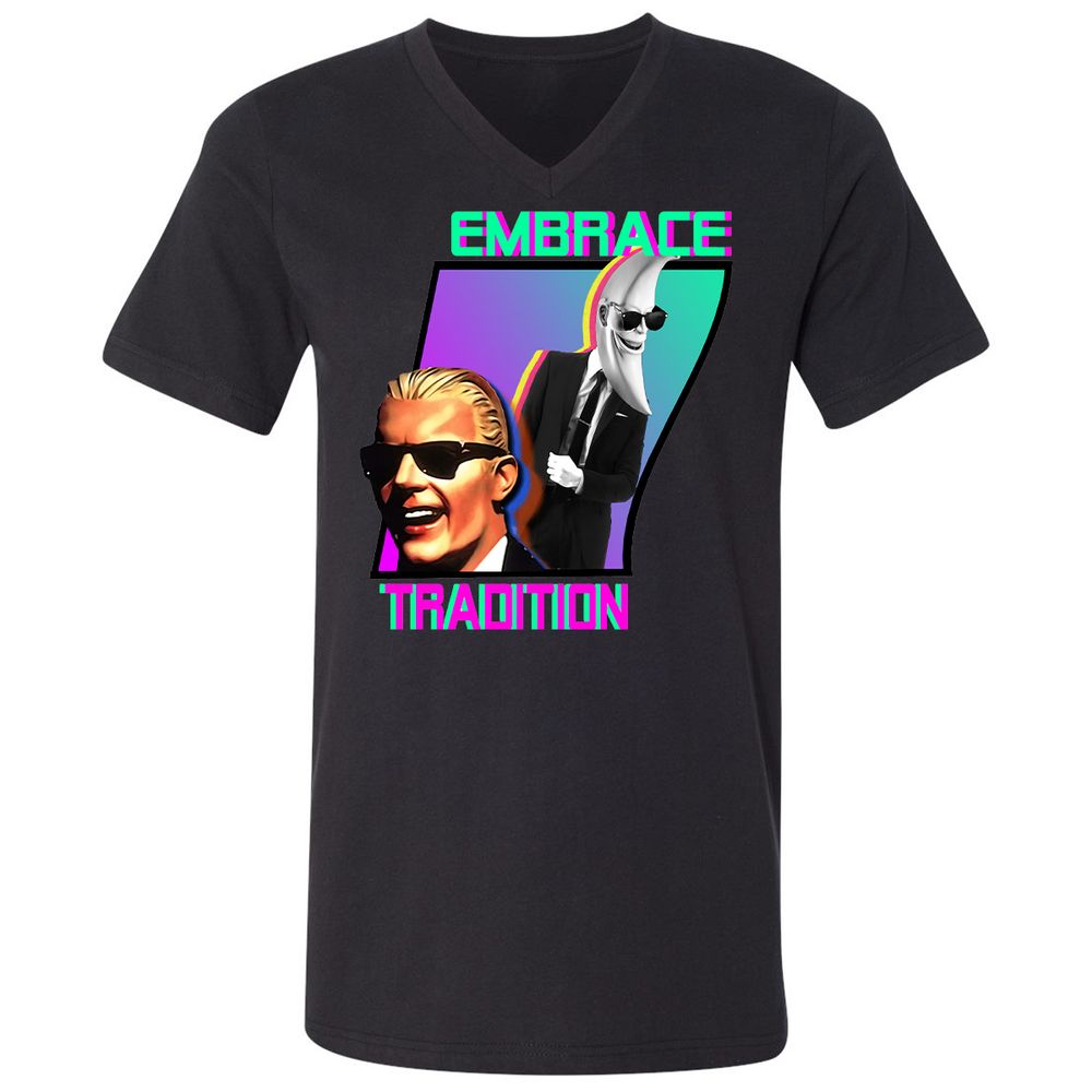 Unisex V-Neck T-Shirt - Z5Y1LDR3 - Black - 16