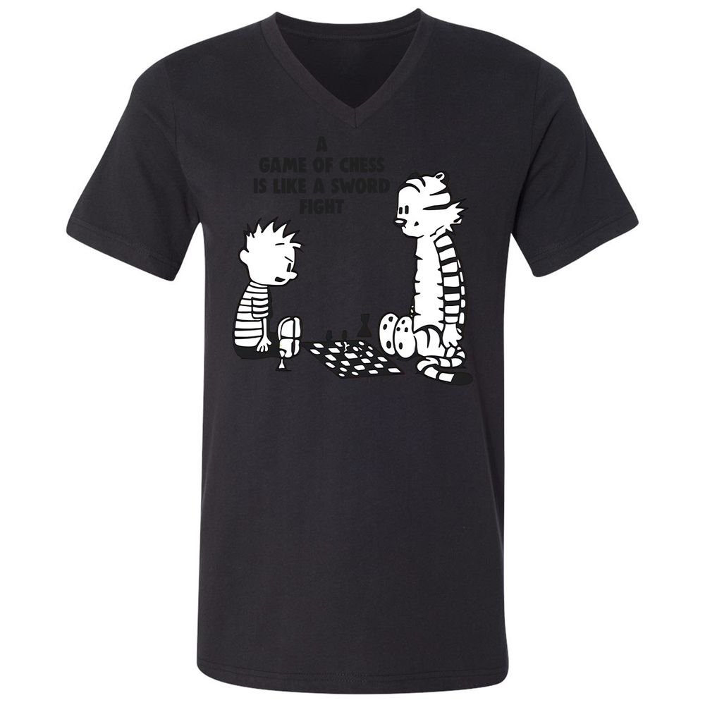 Unisex V-Neck T-Shirt - 7CKZX5JC - Black - 16