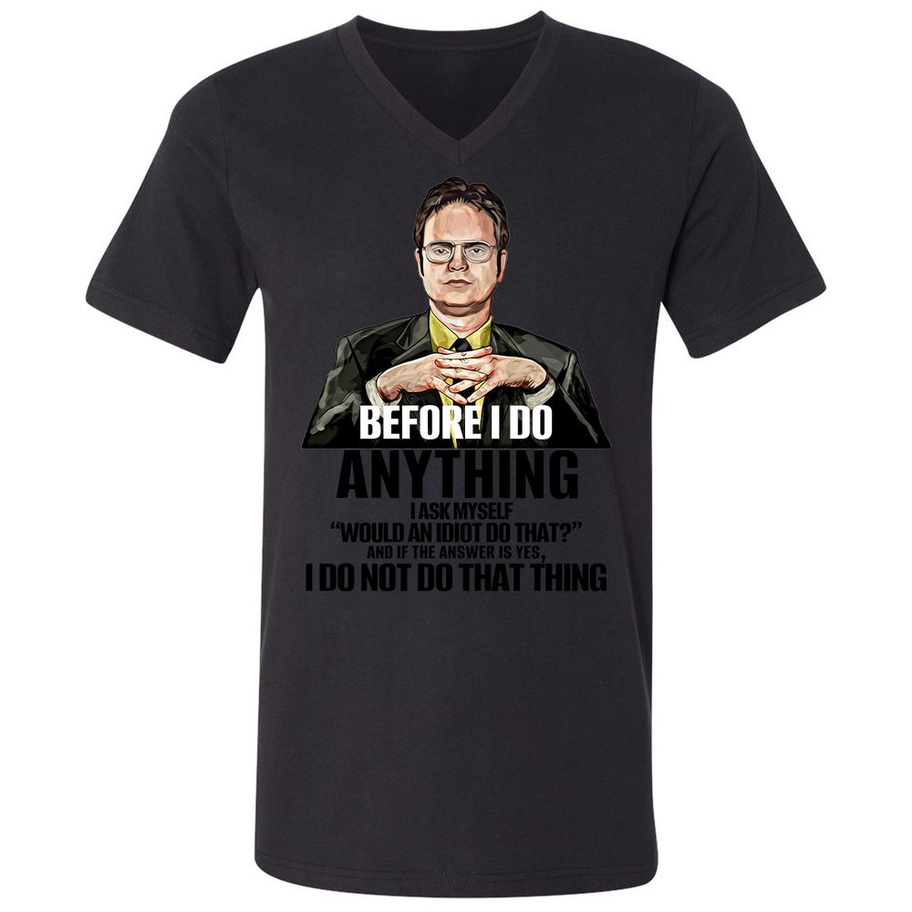 Unisex V-Neck T-Shirt - MZD6N9HQ - Black - 16