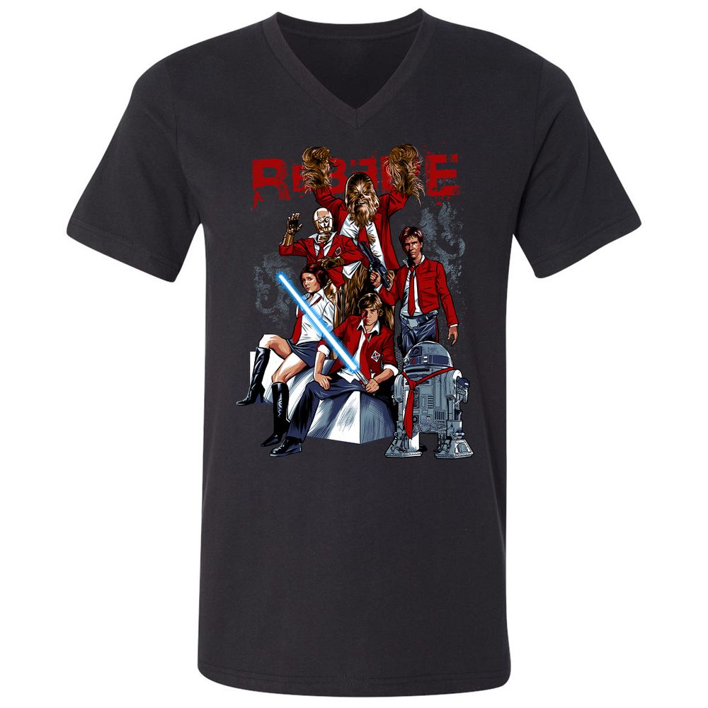 Unisex V-Neck T-Shirt - 45E5A412 - Black - 16