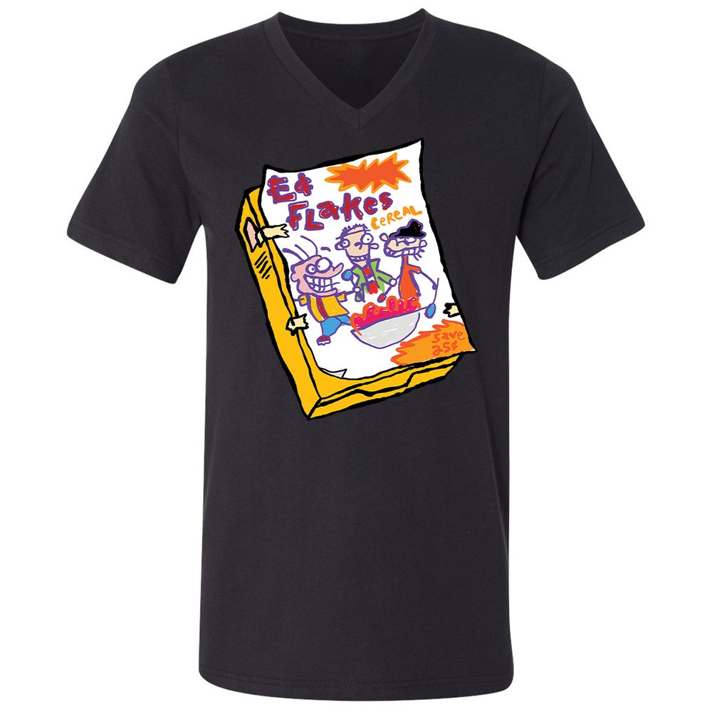 Unisex V-Neck T-Shirt - BER9F2G6 - Black - 16