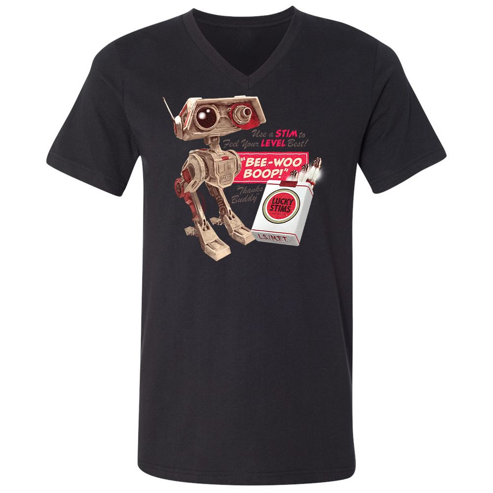 Unisex V-Neck T-Shirt - M7YJHNMC - Black - 16