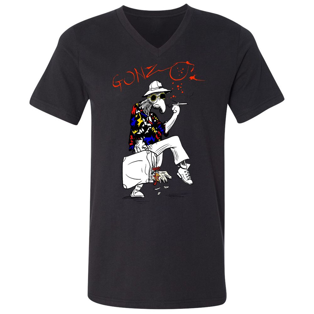 Unisex V-Neck T-Shirt - RSTPRZFC - Black - 16