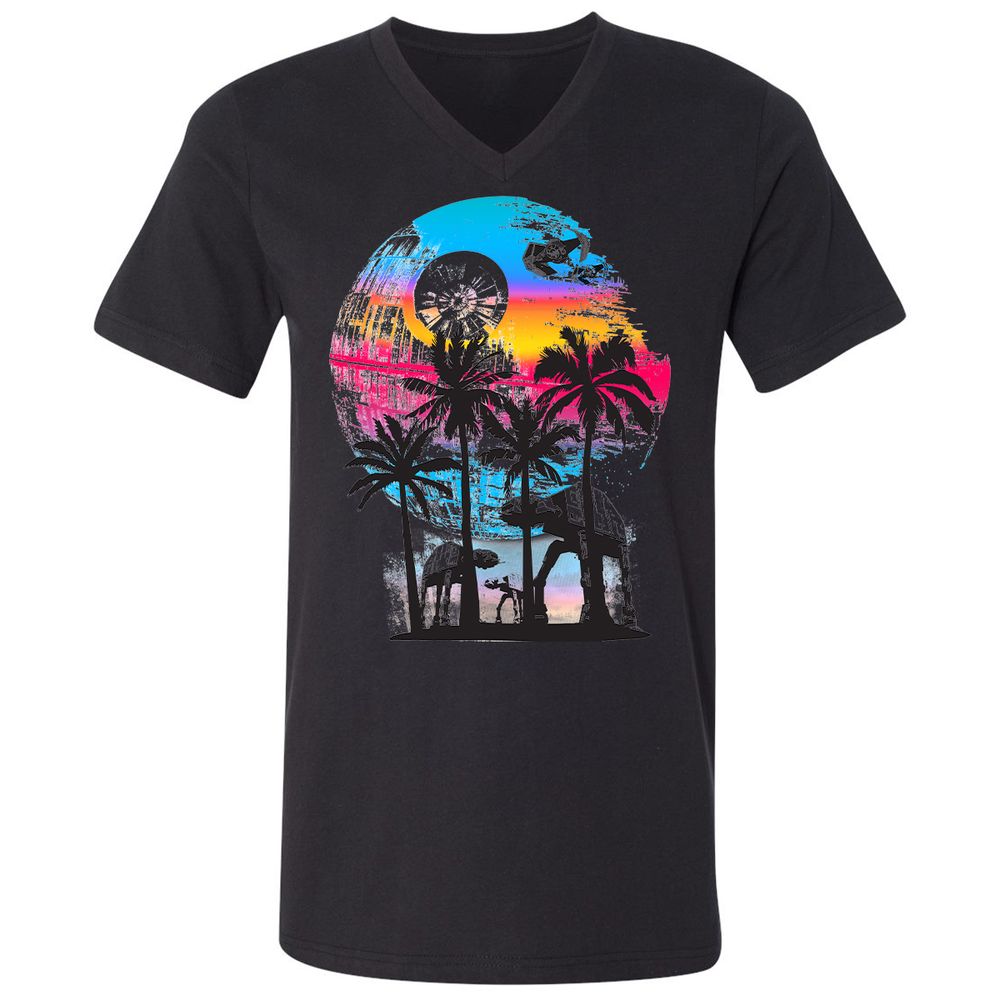 Unisex V-Neck T-Shirt - R7YBZ4DN - Black - 16