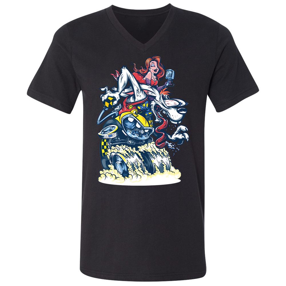 Unisex V-Neck T-Shirt - CN24WZBS - Black - 16