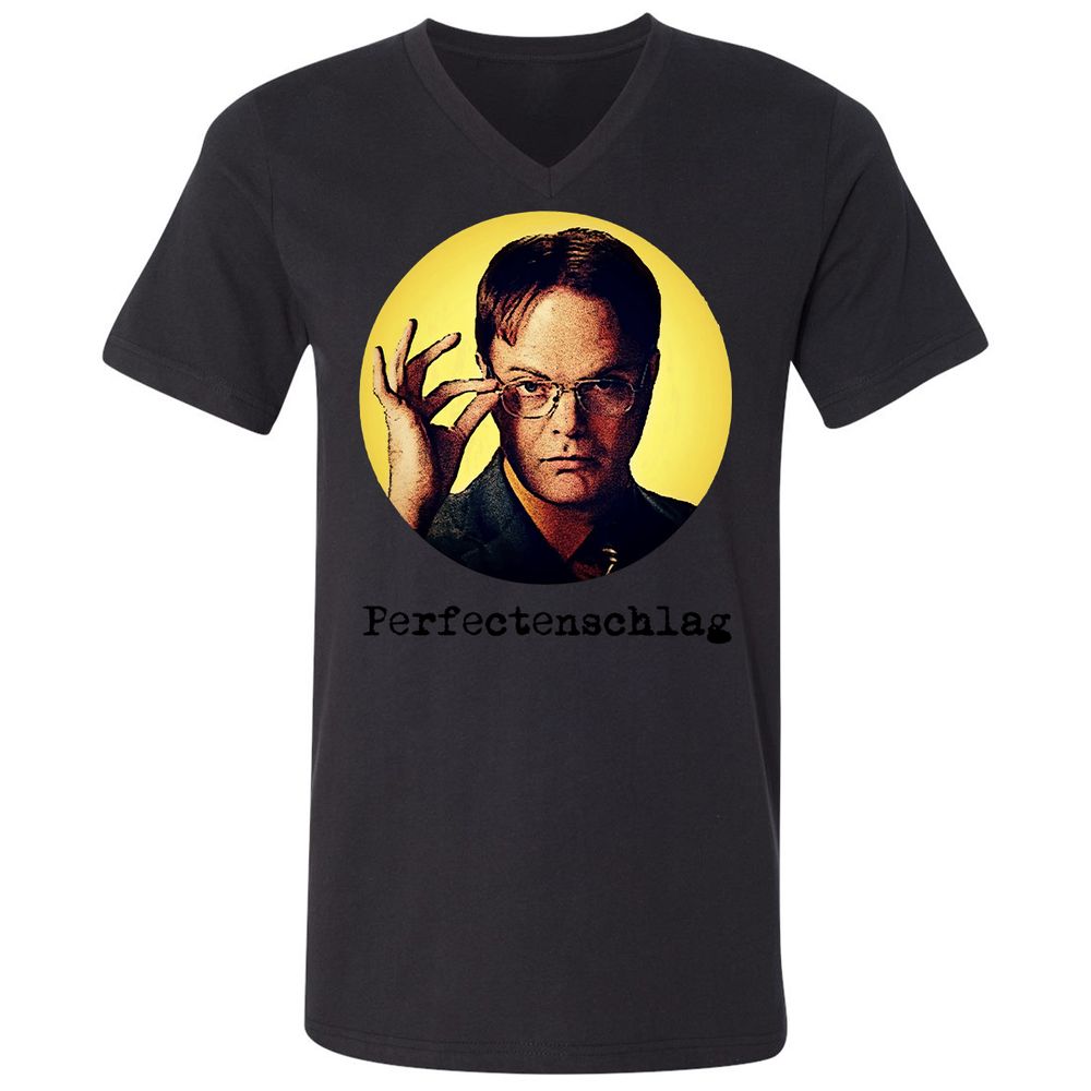 Unisex V-Neck T-Shirt - B7UVLTZT - Black - 16