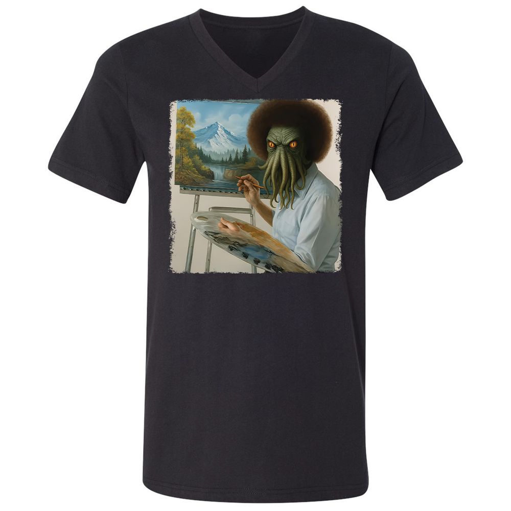 Unisex V-Neck T-Shirt - YK3GSC6U - Black - 16