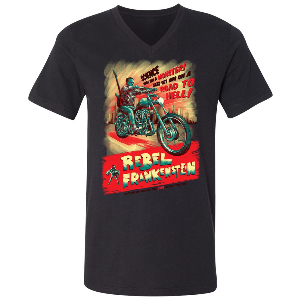 Unisex V-Neck T-Shirt - HRCUGJ5P - Black - 16