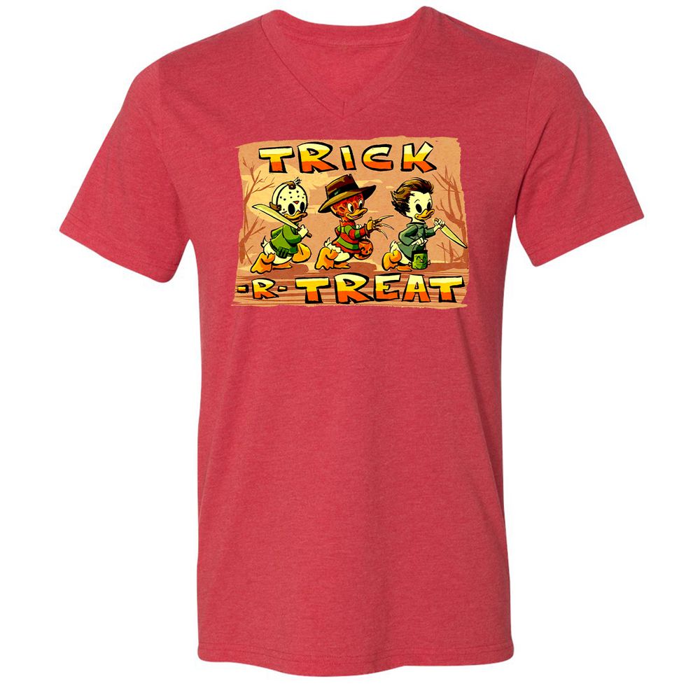 Unisex V-Neck T-Shirt - QVYT115R - Heather Red - 16