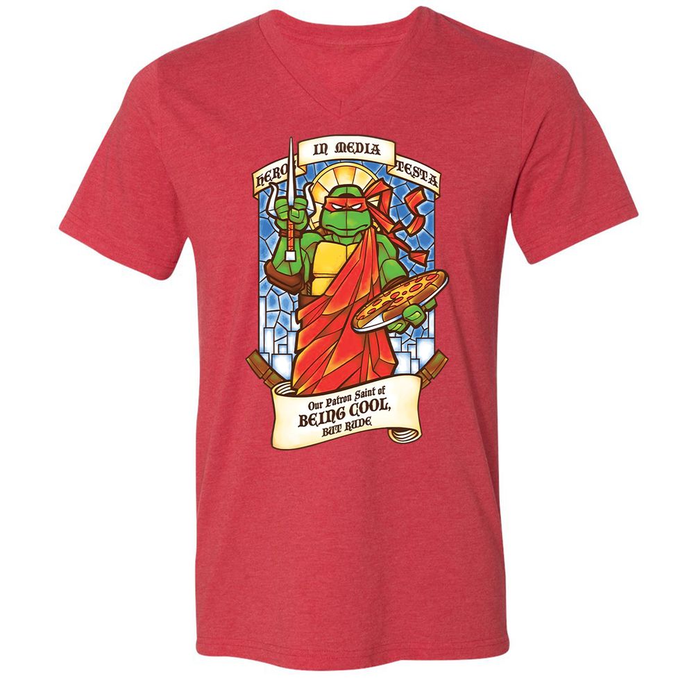 Unisex V-Neck T-Shirt - Y6FLAE1C - Heather Red - 16