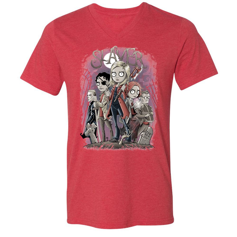 Unisex V-Neck T-Shirt - X28B66NS - Heather Red - 16