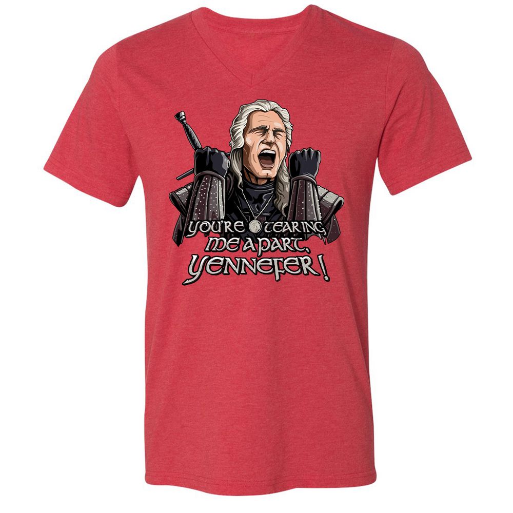 Unisex V-Neck T-Shirt - S56W49CW - Heather Red - 16
