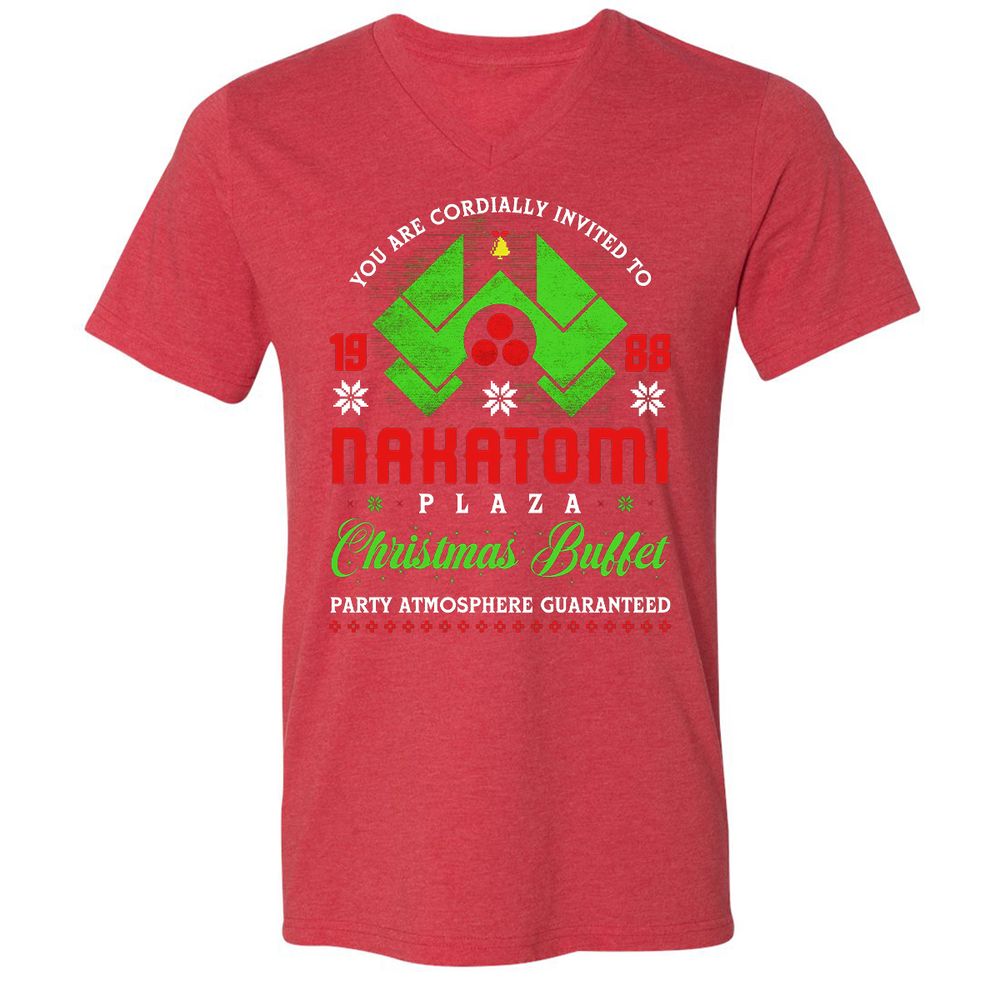 Unisex V-Neck T-Shirt - VSJDBJVV - Heather Red - 16