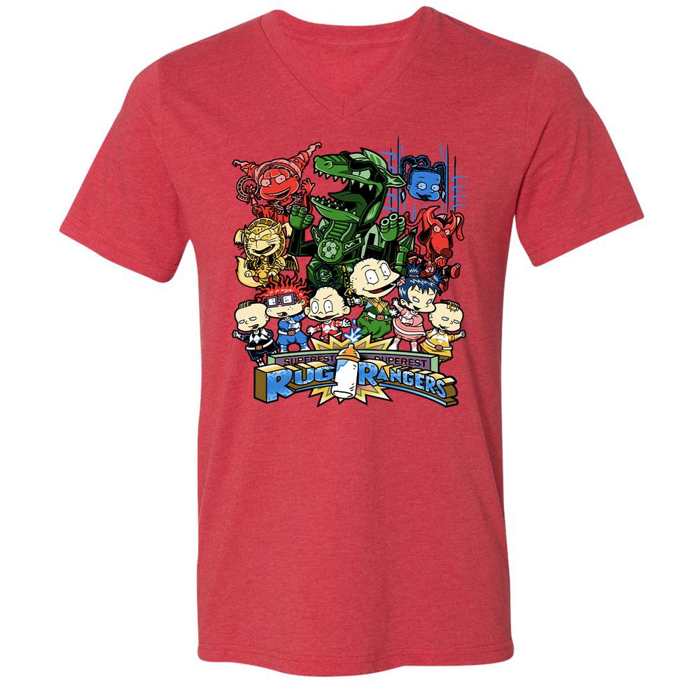 Unisex V-Neck T-Shirt - XFUJG6YF - Heather Red - 16