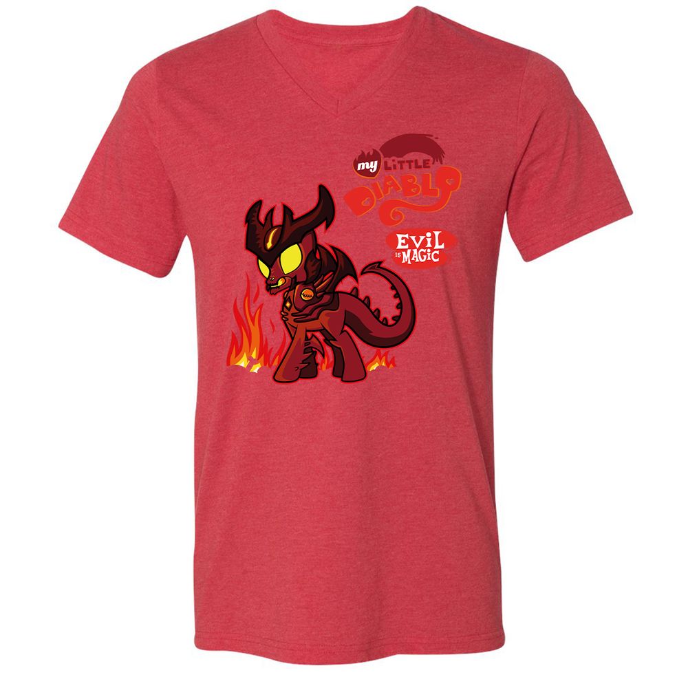 Unisex V-Neck T-Shirt - VJXU4L57 - Heather Red - 16