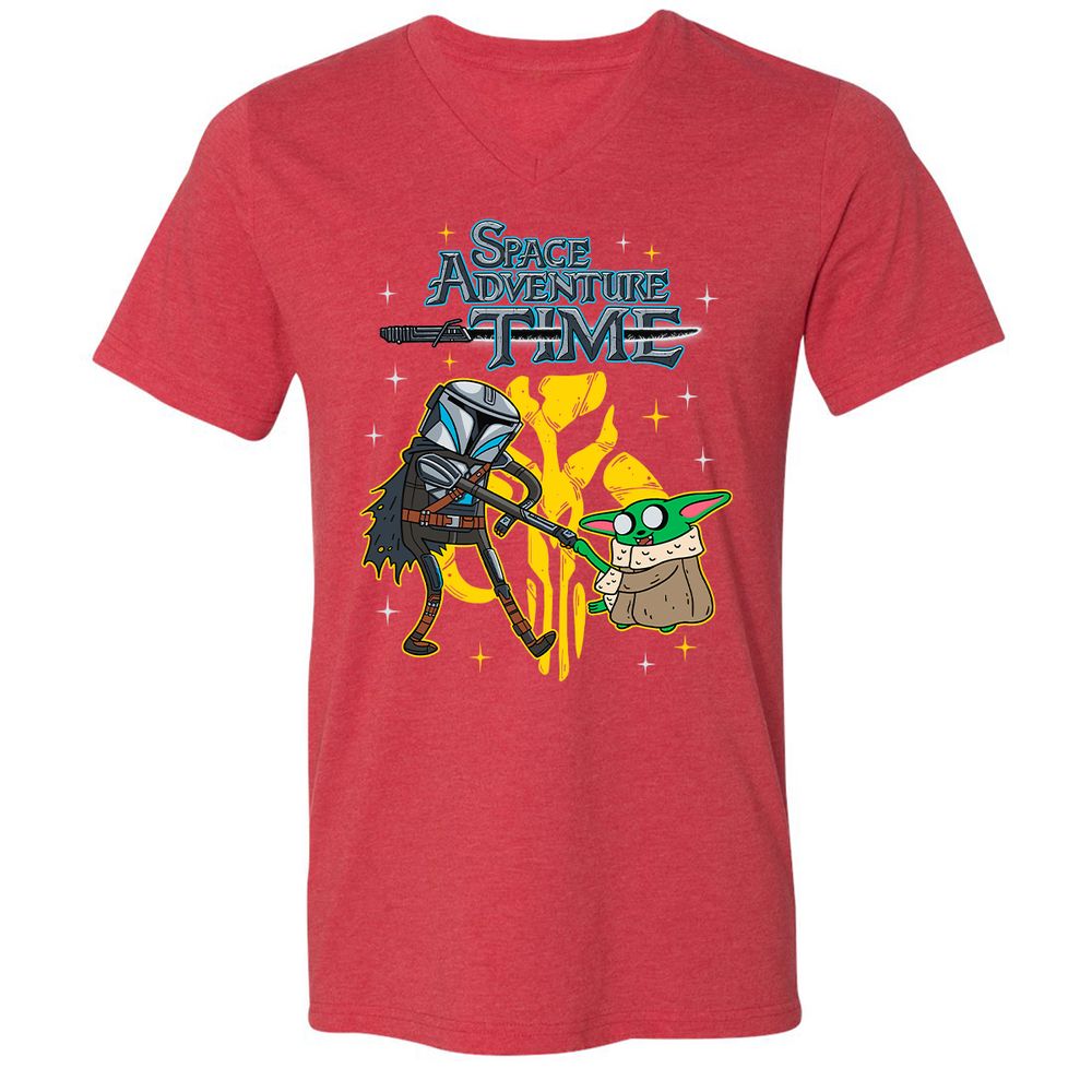 Unisex V-Neck T-Shirt - MNC3DDDJ - Heather Red - 16