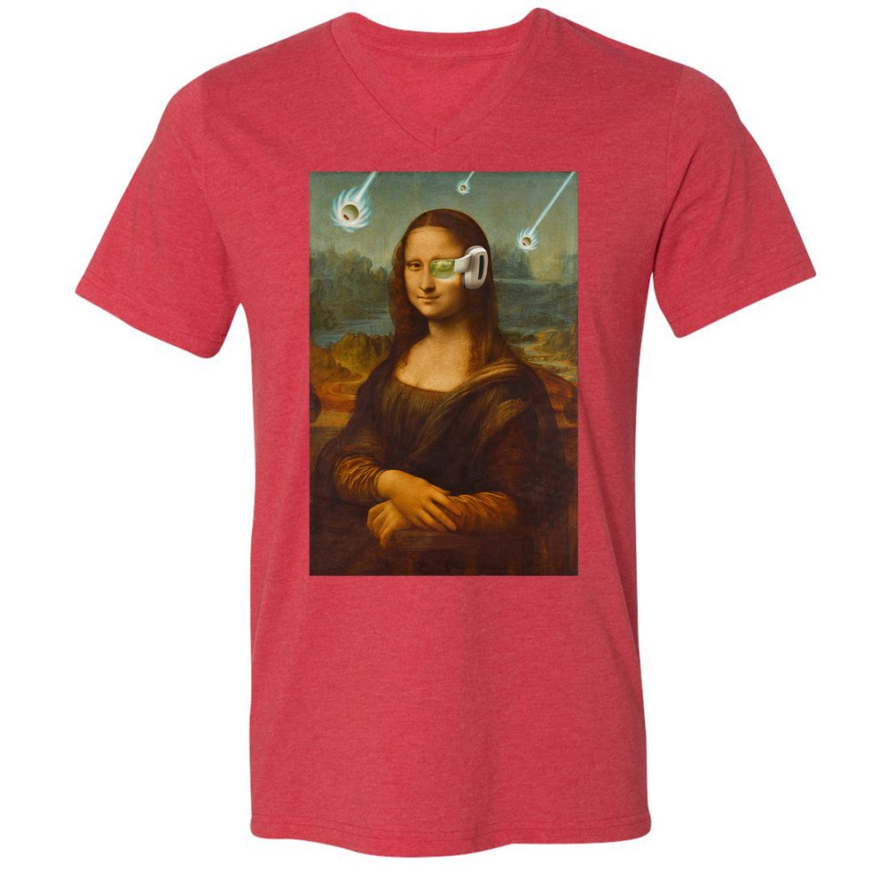 Unisex V-Neck T-Shirt - 8N4M8MJP - Heather Red - 16