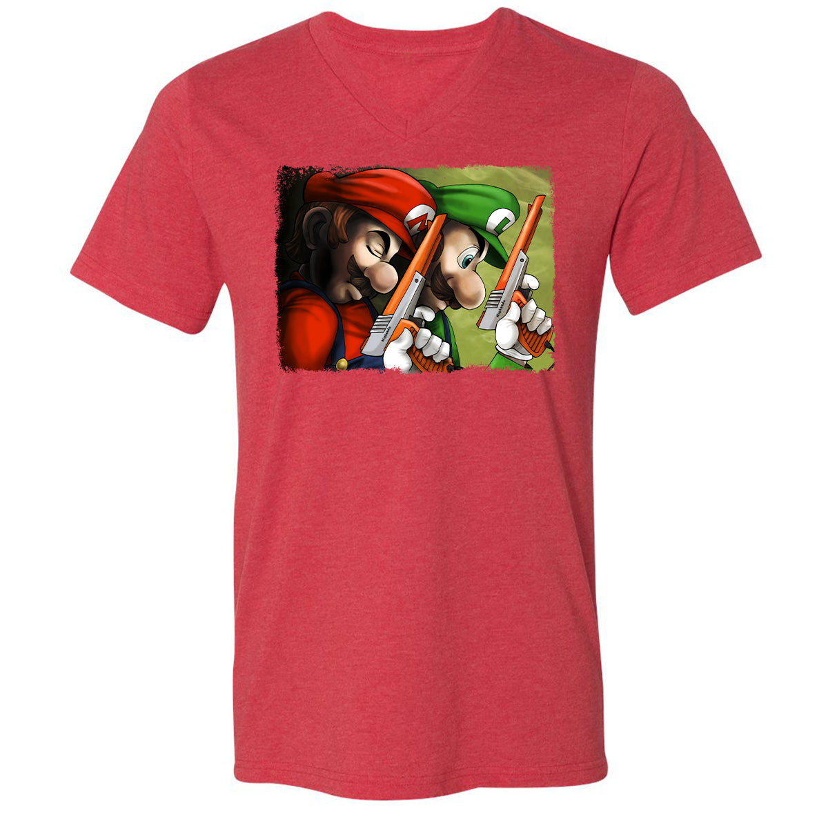 Unisex V-Neck T-Shirt - B5W1B47Z - Heather Red - 16
