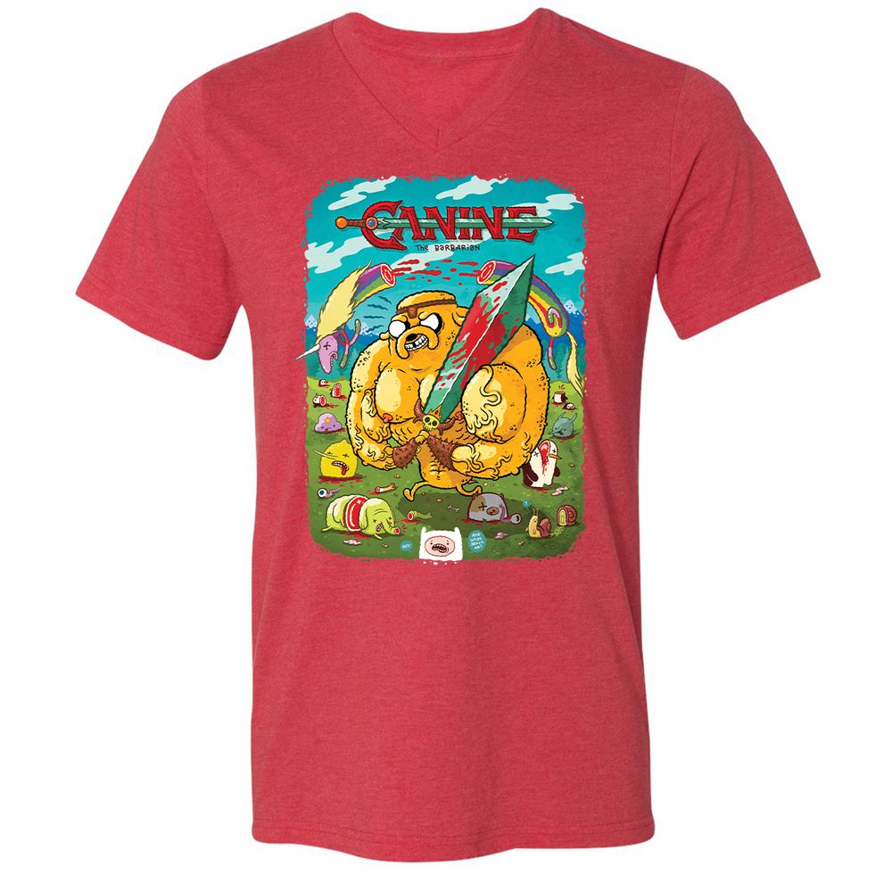 Unisex V-Neck T-Shirt - 4C6LXY9K - Heather Red - 16