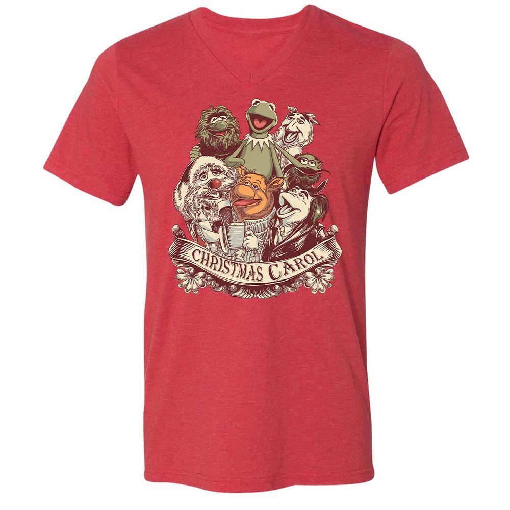 Unisex V-Neck T-Shirt - P4CERMPR - Heather Red - 16