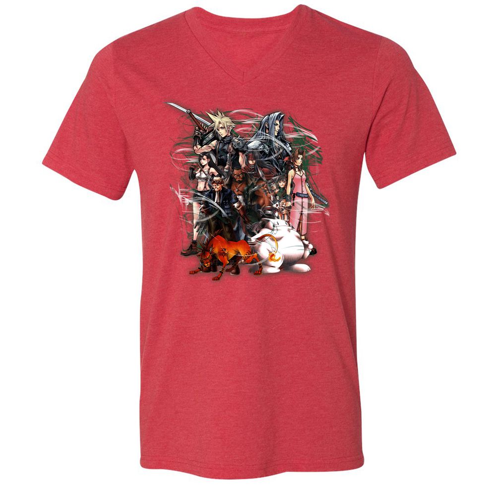 Unisex V-Neck T-Shirt - T1B15JH7 - Heather Red - 16