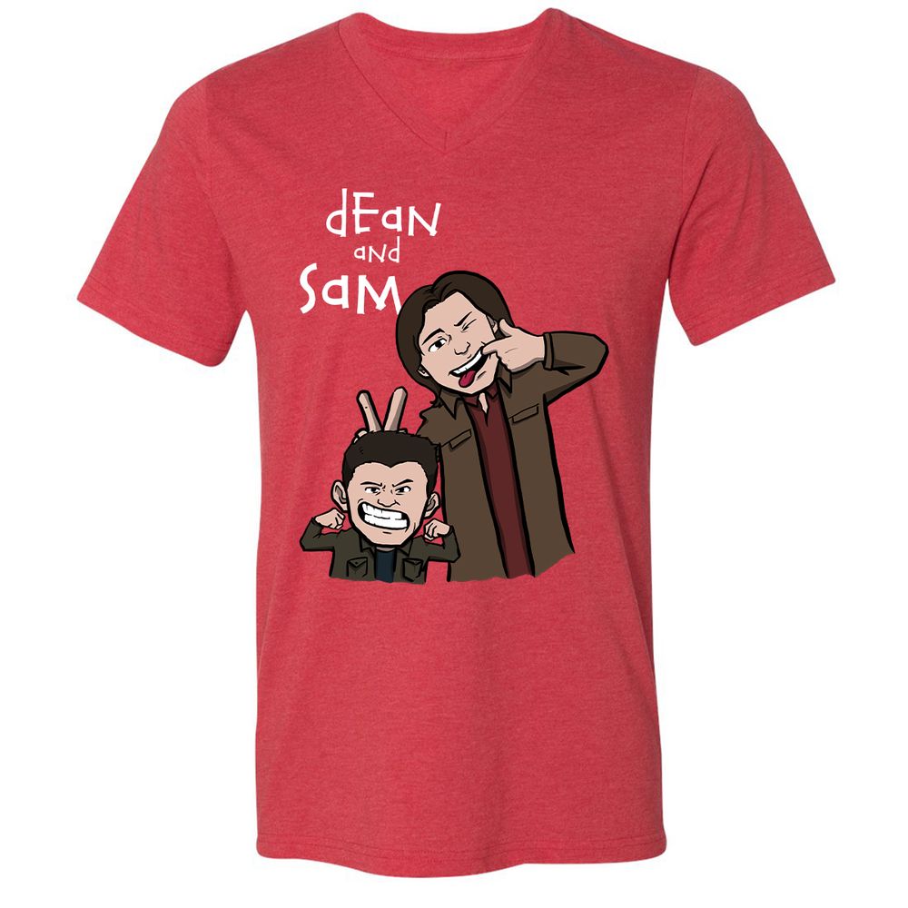 Unisex V-Neck T-Shirt - FKY5WHW4 - Heather Red - 16