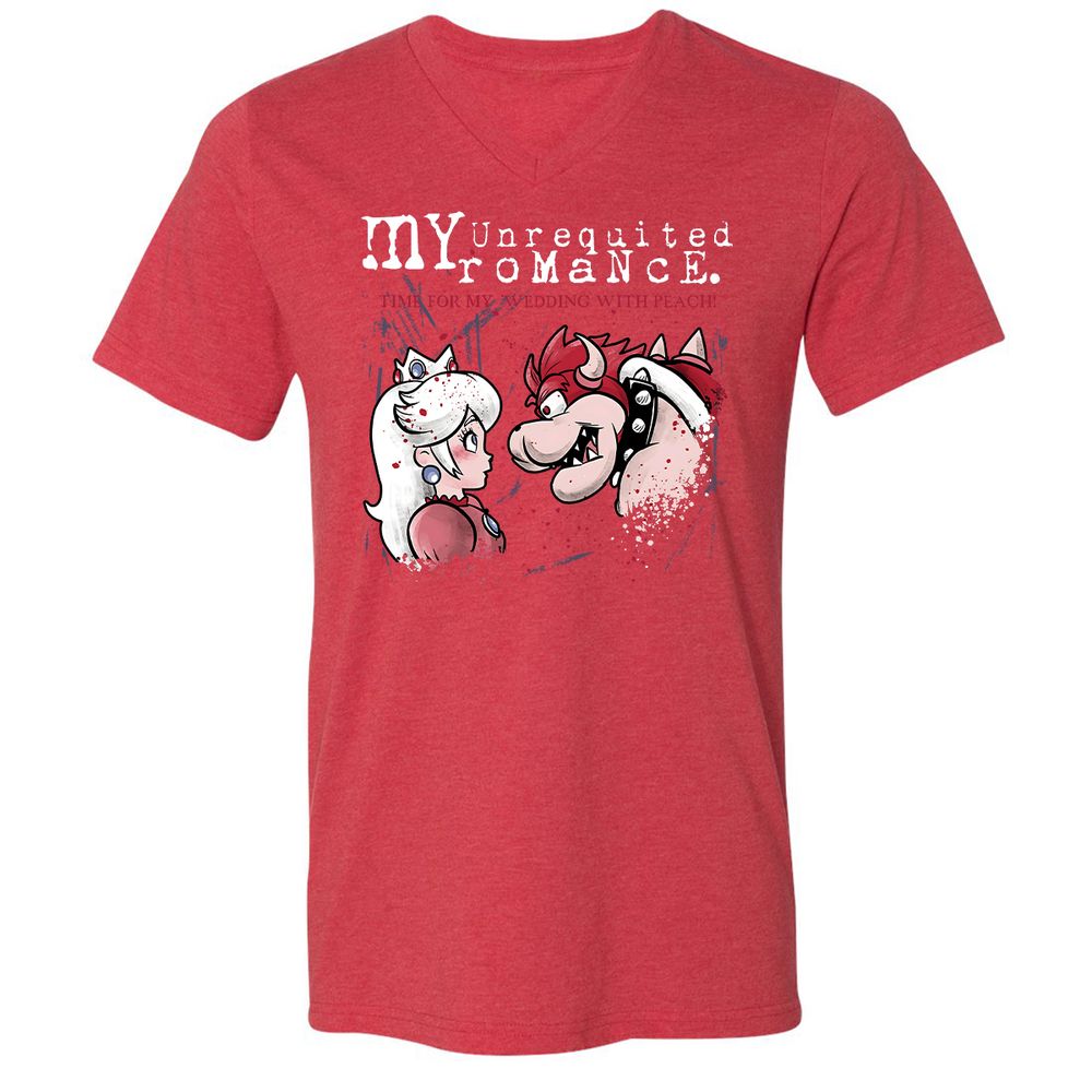 Unisex V-Neck T-Shirt - JVZPF9CR - Heather Red - 16